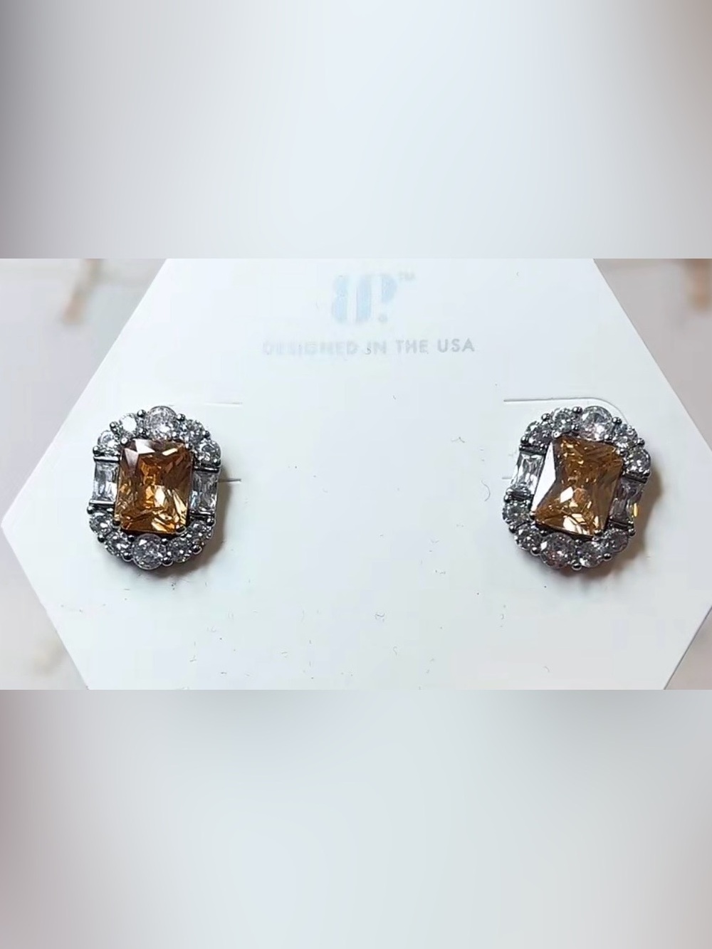 Bomb Party hematite smokey topaz Halo Stud Earrings